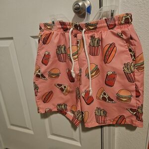 MANFINITY Peach Fast Food Patterned Shorts